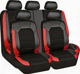 Garvee Autositzbezüge 9-teilig aus PU-Kunstleder mit 4D-Mesh, Airbag-kompatible Sitzbezüge mit elastischem Saum für Limousine & SUV, Schwarz-Rot - Schwarz+Rot