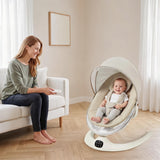 Garvee Elektrische Babywippe mit 360° Drehsitz, 5 Schaukelstufen, 3 Neigungswinkeln, App-Steuerung, Timer, Musik, Fernbedienung und 5-Punkt-Gurt, 75 × 69 × 51 cm - Khaki