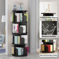 GARVEE Drehbares Bücherregal 360°, 4 Ebenen, 40 × 40 × 130 cm, Holz & Metall, Schwarz – für Wohnzimmer & Büro