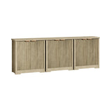 Garvee Sideboard 3er-Set je 76 x 39 x 83 cm mit geriffelten Türen, moderne Kommode mit verstellbaren Einlegeböden, Aufbewahrungsschrank für Wohnzimmer und Flur - Hellbraun