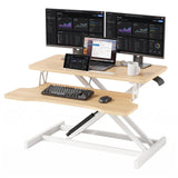 Garvee Tastaturschreibtisch höhenverstellbar, ergonomisch, stabiler Stahlrahmen, Dichteplatten-Tischplatte, kompakt, mit Tastaturablage, Homeoffice & Büro - Natur