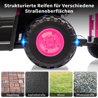 Garvee Kinder-Elektrotraktor 12 V mit Doppelmotor, 2 Geschwindigkeiten, LED-Licht, Hupe und Traktorengeräuschen, Aufsitzfahrzeug für Garten und Hof, ab 3 Jahren