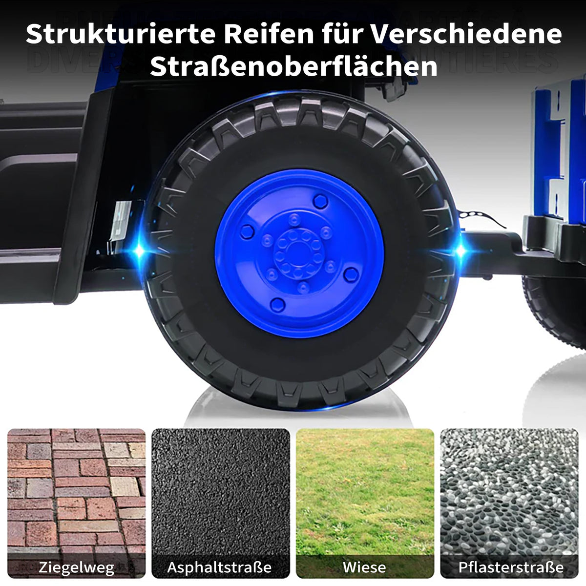 Garvee Kinder Elektrotraktor 12V, Doppelmotor, abnehmbarer Anhänger, Selbstfahrmodus und Eltern-Fernbedienung, LED-Licht und Musik, ab 3 Jahren
