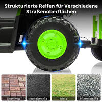 Garvee Kinder-Elektrotraktor 12 V mit Doppelmotor, 2 Geschwindigkeiten, LED-Licht, Hupe und Traktorengeräuschen, Aufsitzfahrzeug für Garten und Hof, ab 3 Jahren