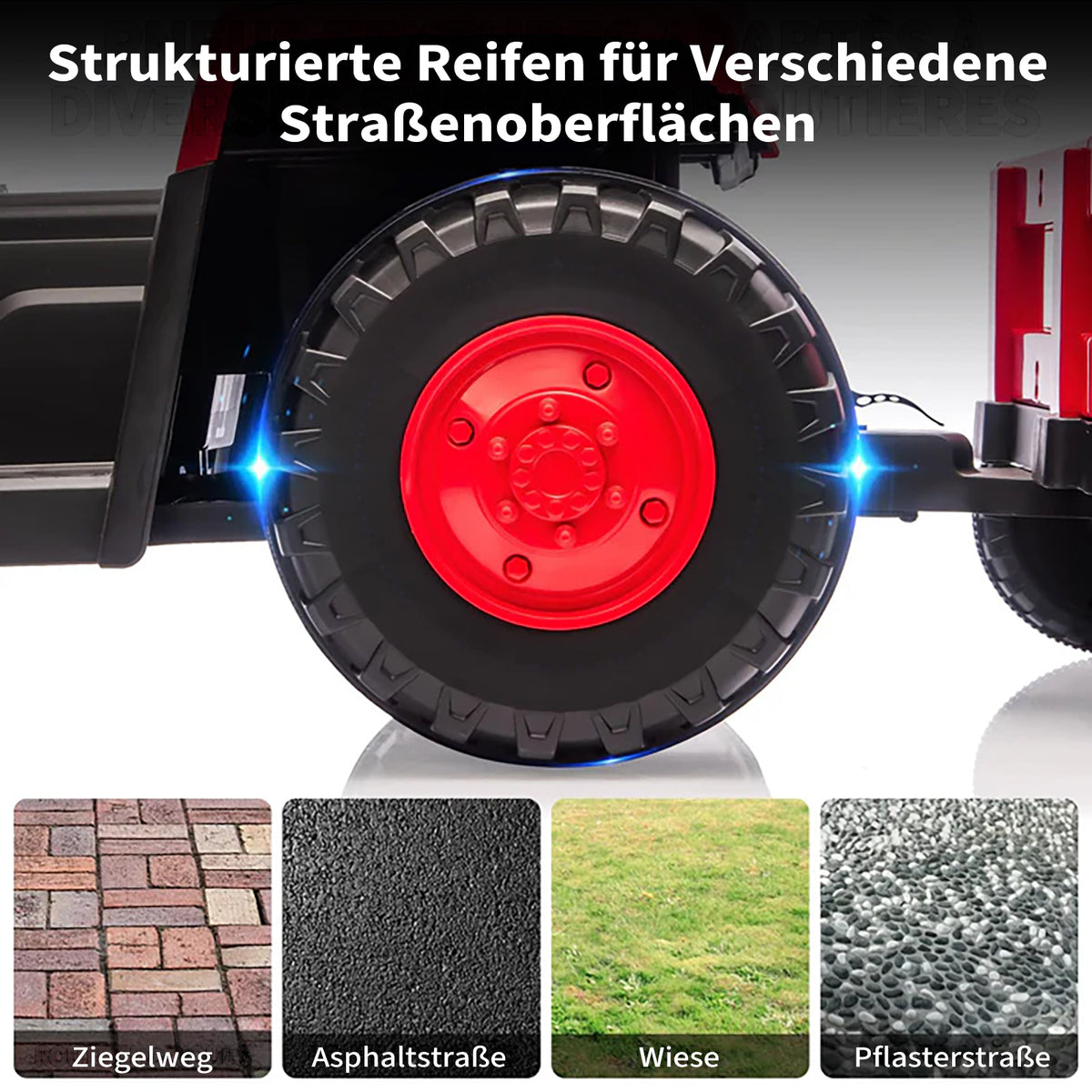 Garvee Kinder Elektrotraktor 12V, Doppelmotor, abnehmbarer Anhänger, Selbstfahrmodus und Eltern-Fernbedienung, LED-Licht und Musik, ab 3 Jahren