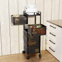 Garvee Küchenregal mit Rollen, 360° drehbares Eckregal aus Metall, platzsparender Rollwagen mit Bremsen, für Küche und Bad, 94 × 28 × 28 cm