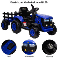 Garvee Kinder-Elektrotraktor 12 V mit abnehmbarem Anhänger, 2 × 35 W Motoren, Selbstfahrmodus und Eltern-Fernbedienung, LED-Licht und Musik, ab 3 Jahren