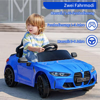 Garvee BMW M4 Kinder Elektroauto 12V, lizenzierter Elektro-Sportwagen mit Fernbedienung, Sicherheitsgurt, LED, USB/SD/Bluetooth, für Kinder 3–8 Jahre, Blau