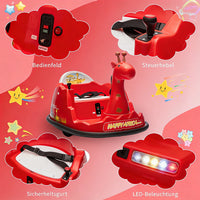Garvee Elektro-Autoscooter für Kinder 360° Drehung Giraffe Design Rot mit LED für Kinder ab 3 Jahren