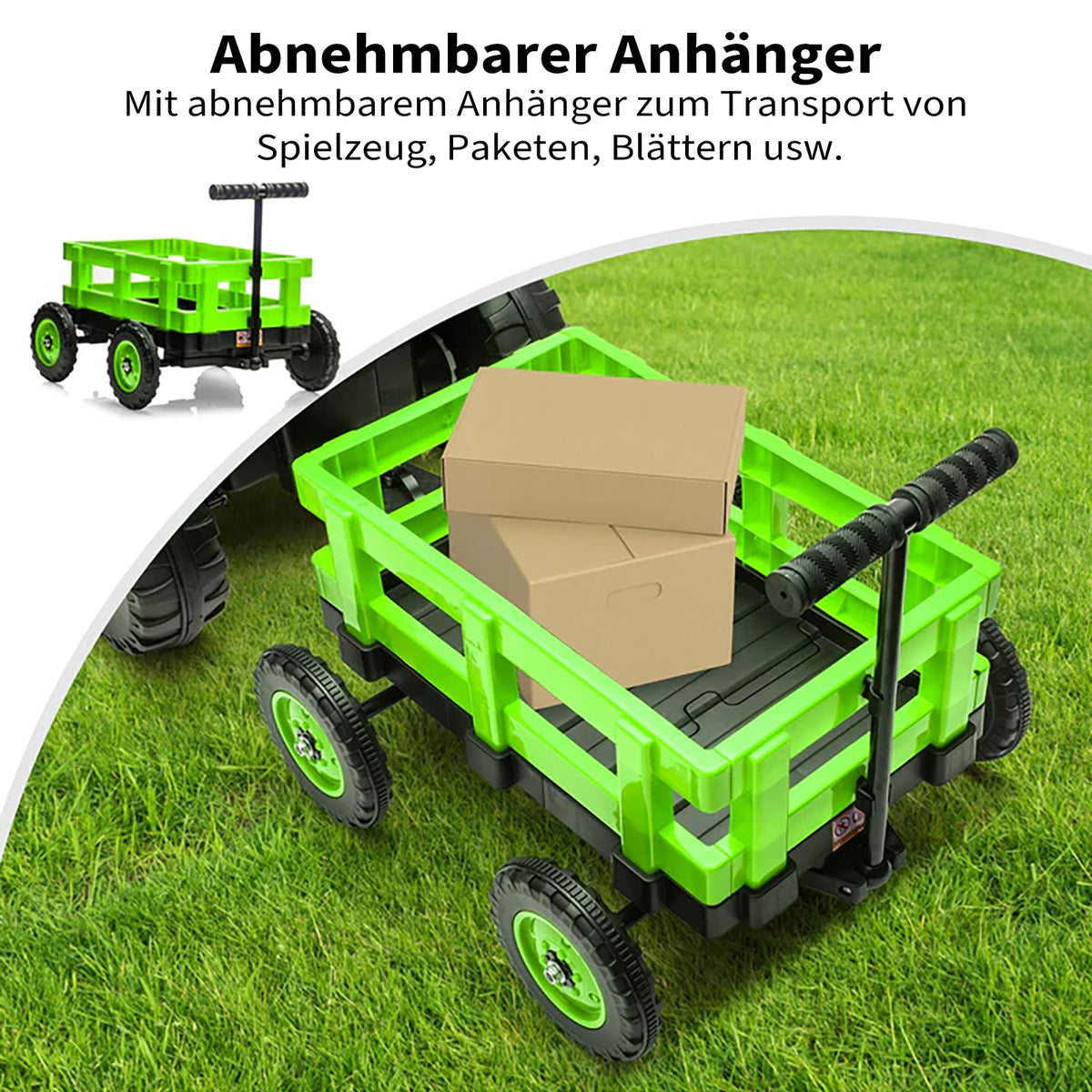 Garvee Kinder-Elektrotraktor 12 V mit Doppelmotor, 2 Geschwindigkeiten, LED-Licht, Hupe und Traktorengeräuschen, Aufsitzfahrzeug für Garten und Hof, ab 3 Jahren