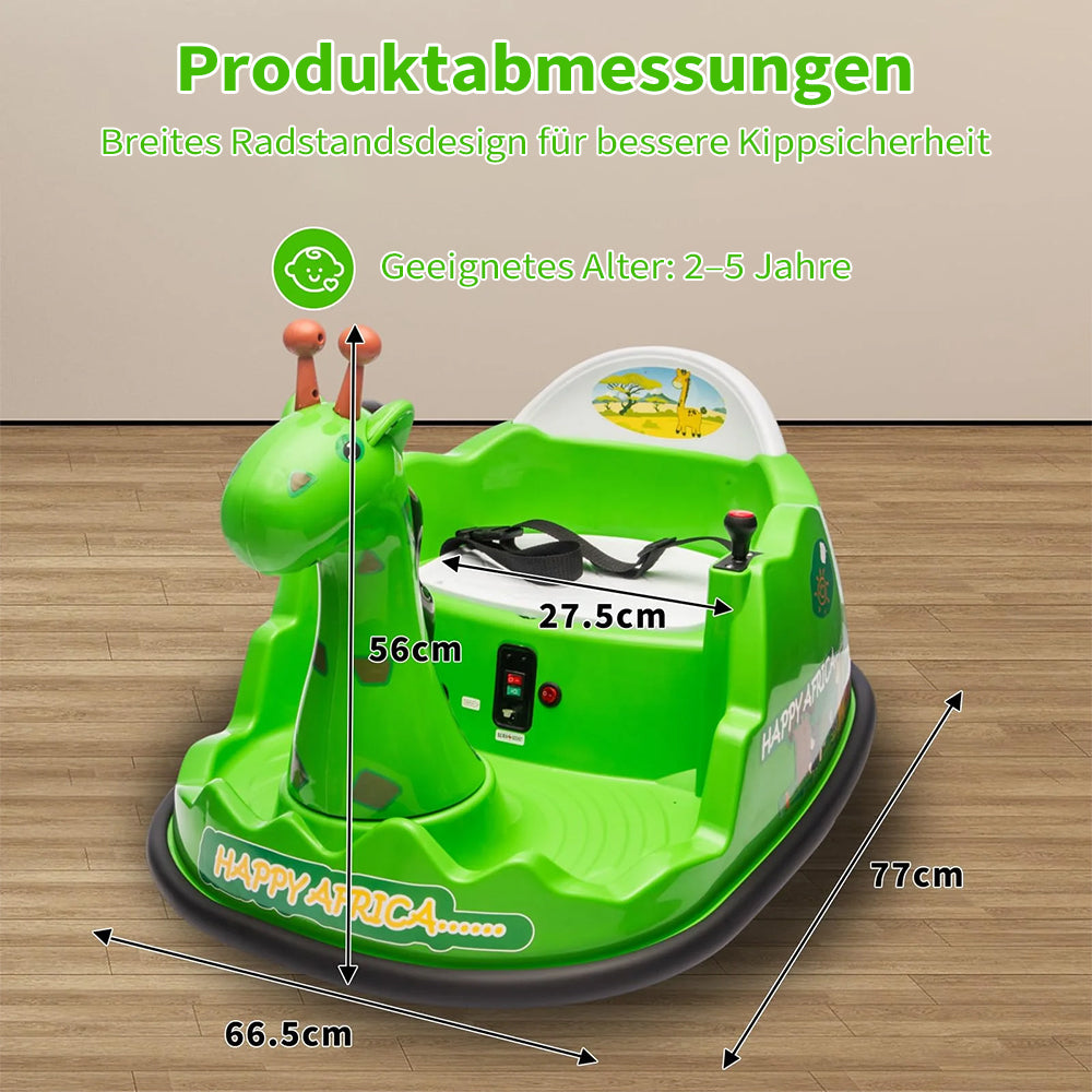 Garvee Elektro-Autoscooter für Kinder 360° Drehung Giraffe Design Grün mit LED für Kinder ab 2 Jahren