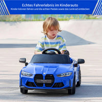 Garvee BMW M4 Kinder Elektroauto 12V, lizenzierter Elektro-Sportwagen mit Fernbedienung, Sicherheitsgurt, LED, USB/SD/Bluetooth, für Kinder 3–8 Jahre, Blau