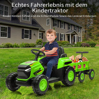 Garvee Kinder-Elektrotraktor 12 V mit Doppelmotor, 2 Geschwindigkeiten, LED-Licht, Hupe und Traktorengeräuschen, Aufsitzfahrzeug für Garten und Hof, ab 3 Jahren