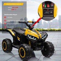 Garvee 12V Kinder-Quad, elektrisches ATV für Kinder mit Musikfunktion, Hupe und LED-Scheinwerfern, 83 × 53 × 56 cm, für Kinder von 3 bis 8 Jahren, Gelb