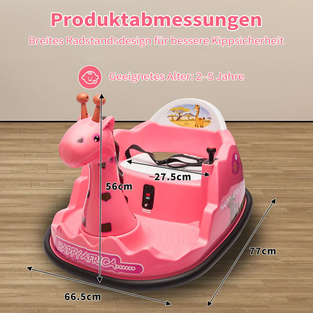 Garvee Elektro-Autoscooter für Kinder 360° Drehung Giraffe Design Pink mit LED für Kinder ab 2 Jahren