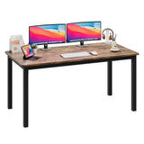 Garvee Großer Schreibtisch 180 × 80 × 75 cm, Computertisch mit geräumiger MDF-Arbeitsplatte, stabilem Metallrahmen und 159 kg Tragkraft für Büro, Homeoffice und Gaming - Braun