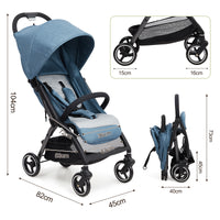 GARVEE Faltbarer Kinderwagen für Babys 0–36 Monate, Leichter Reisebuggy mit Verstellbarer Rückenlehne, Komfortabel und Platzsparend, Blau