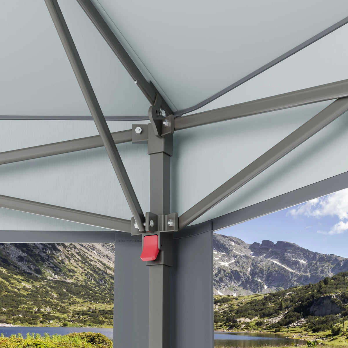 Garvee Hexagon Pavillon 4×4 m, Mit Moskitonetz, Wasserdicht, UV-Schutz, Höhenverstellbar, Grau