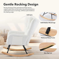 Garvee Schaukelstuhl Teddy Design, Hohe Rückenlehne, Weicher Plüsch, Modern, Komfortabel, Für Wohnzimmer & Schlafzimmer