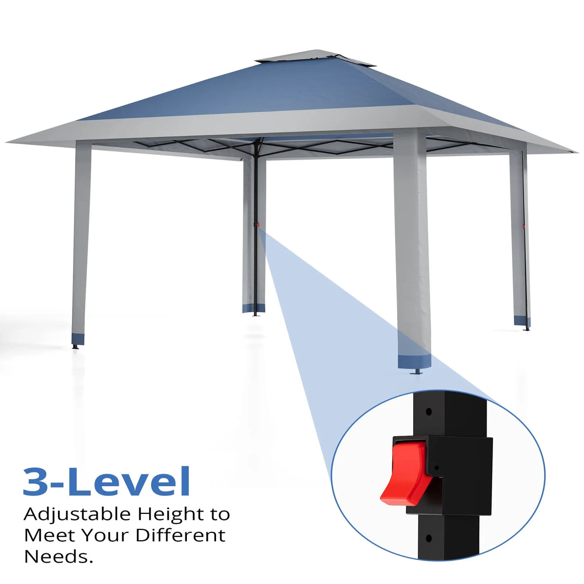 GARVEE Pop-Up Gazebo 4×4 m, Faltpavillon mit Moskitonetz, Robustes Stahlgestell, Wetterfest und Stabil für Garten, Terrasse und Outdoor-Events, Marineblau