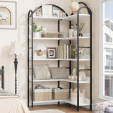 GARVEE Eckbücherregal, 5 Ebenen, 78 × 174 cm, MDF & Metall, verstellbare Ablagen, Schwarz – für Wohnzimmer & Schlafzimmer