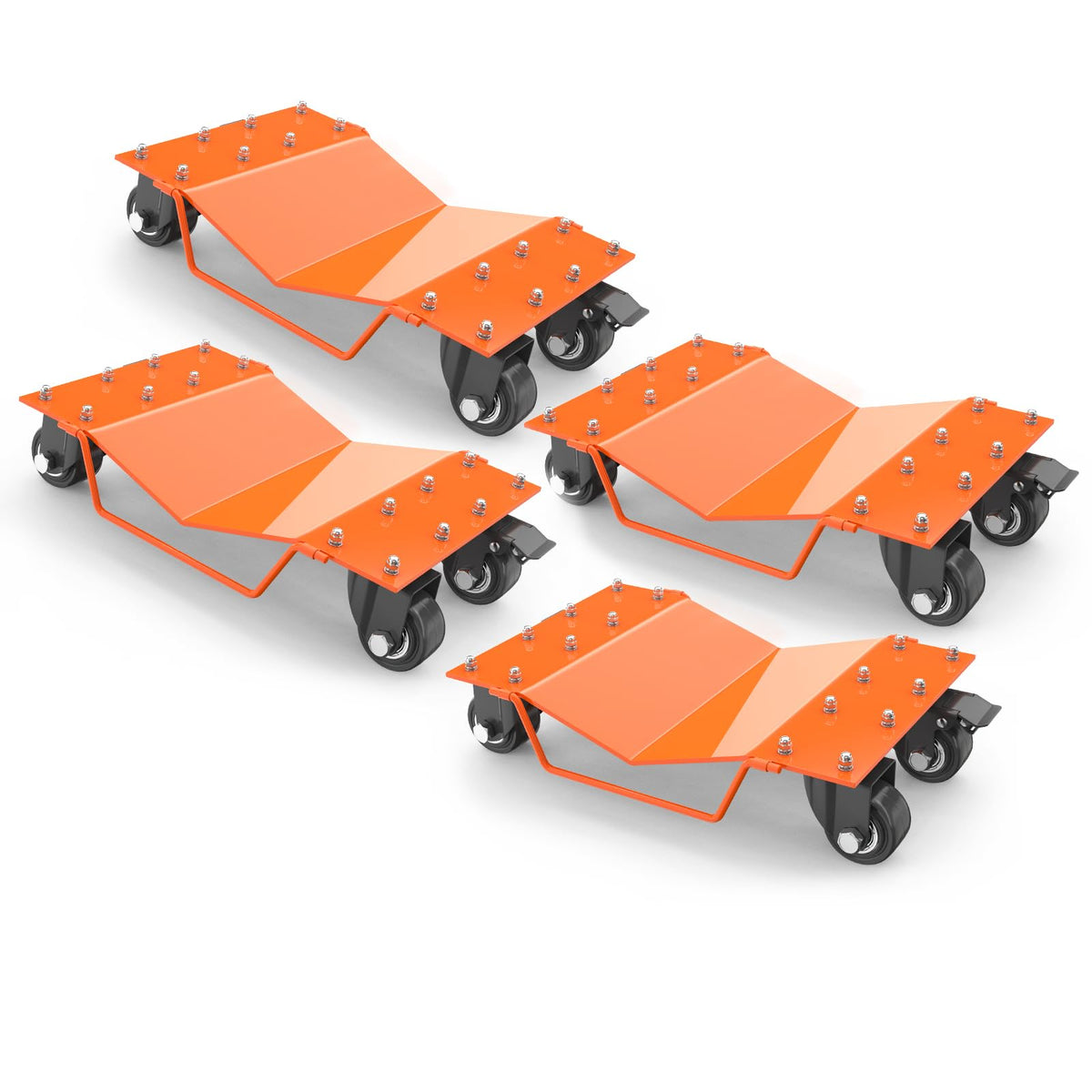Garvee Schwerlast Rad-Rangierhilfe Set (4er-Set) – 3629 kg Tragkraft, 360° Lenkrollen mit Feststeller, für Auto, LKW & Motorrad (Orange)