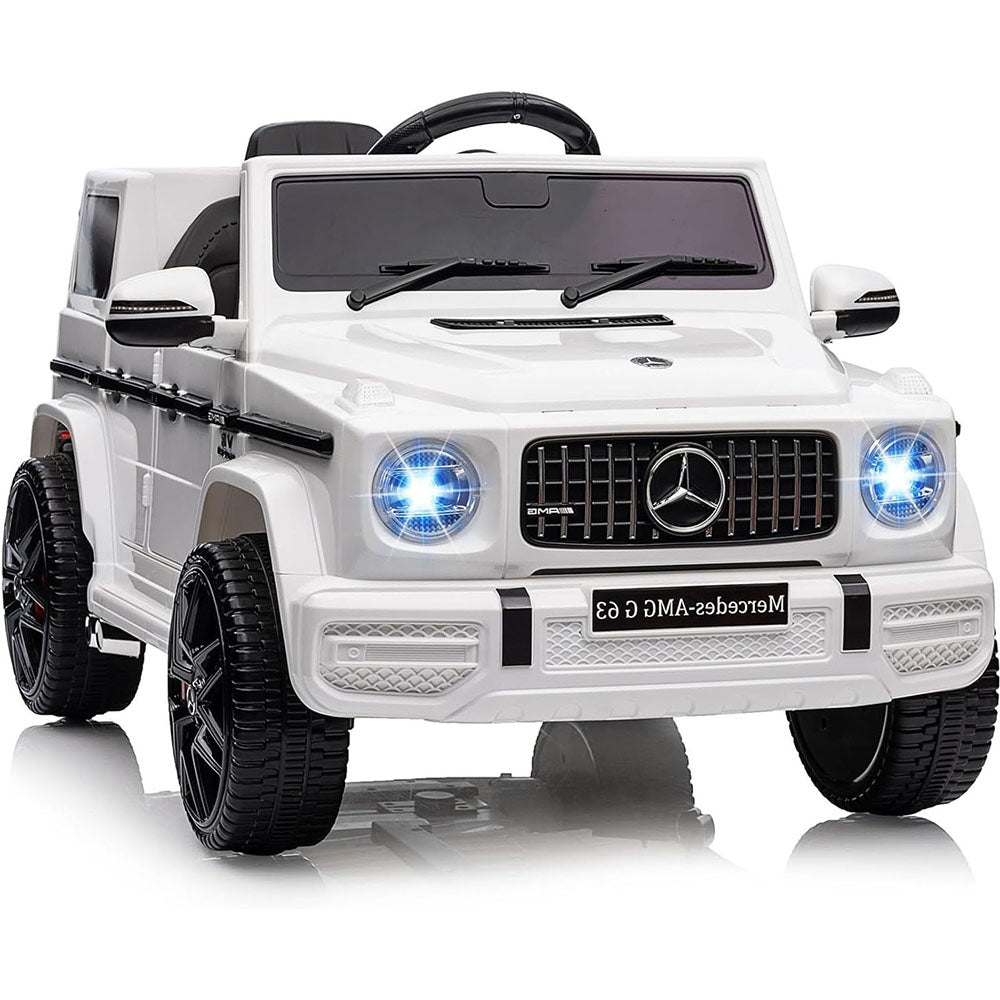 Garvee  Kinder Elektroauto Mercedes G63 AMG, 12V mit Doppelmotor, Fernbedienung, LED, Musik, Weiß