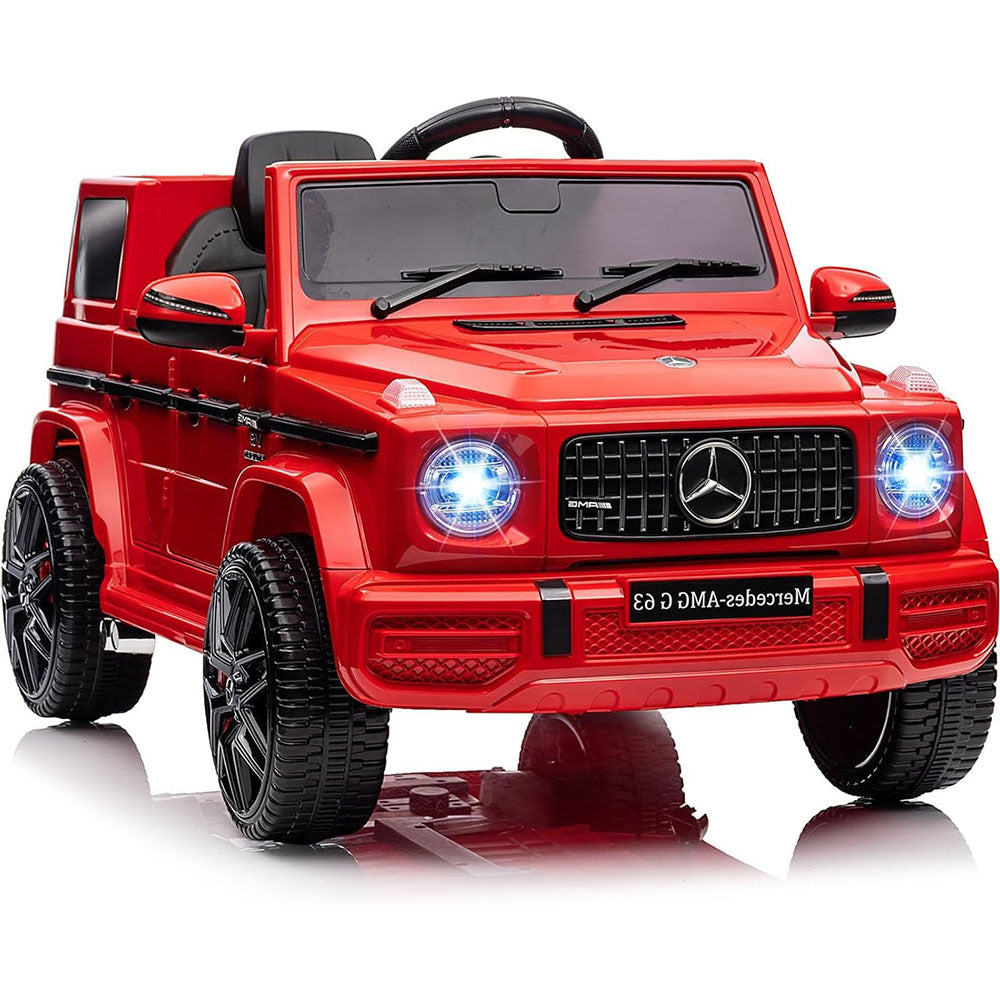Garvee  Kinder Elektroauto Mercedes G63 AMG, 12V mit Doppelmotor, Fernbedienung, LED, Musik, Rot