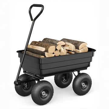 Garvee Garten-Kippwagen bis 272 kg, mit Poly-Wanne, 25 cm Geländereifen & 180° verstellbarem Griff, für Garten, Hof & Landschaftsbau