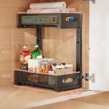 Garvee Unterschrank-Organizer 2-stufig, ausziehbare Schublade, höhenverstellbar 35,8–43,9 cm, Metall, mit Stauraum, mit Ablage, Schwarz - Schwarz
