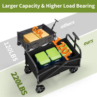 Garvee Faltbarer Bollerwagen 220 L, bis 109 kg, mit All-Terrain-Rädern & 600D Oxford-Gewebe, für Camping, Garten & Outdoor