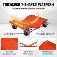 Garvee Auto-Rangierhilfe 2er-Set, 1.360 kg Gesamttragkraft, 5 mm Stahlplattform, 360° Rollen mit Bremse, Orange