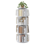 GARVEE Drehbares Bücherregal 360°, 4 Ebenen, 46 × 46 × 129 cm, MDF, modernes Design, Weiß – für Wohnzimmer & Schlafzimmer - Weiß