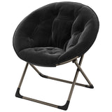 Garvee Saucer Chair Lounge-Stuhl, Oversized Faltbar mit Goldrahmen, Schwarz für Schlafzimmer & Wohnzimmer - Schwarz