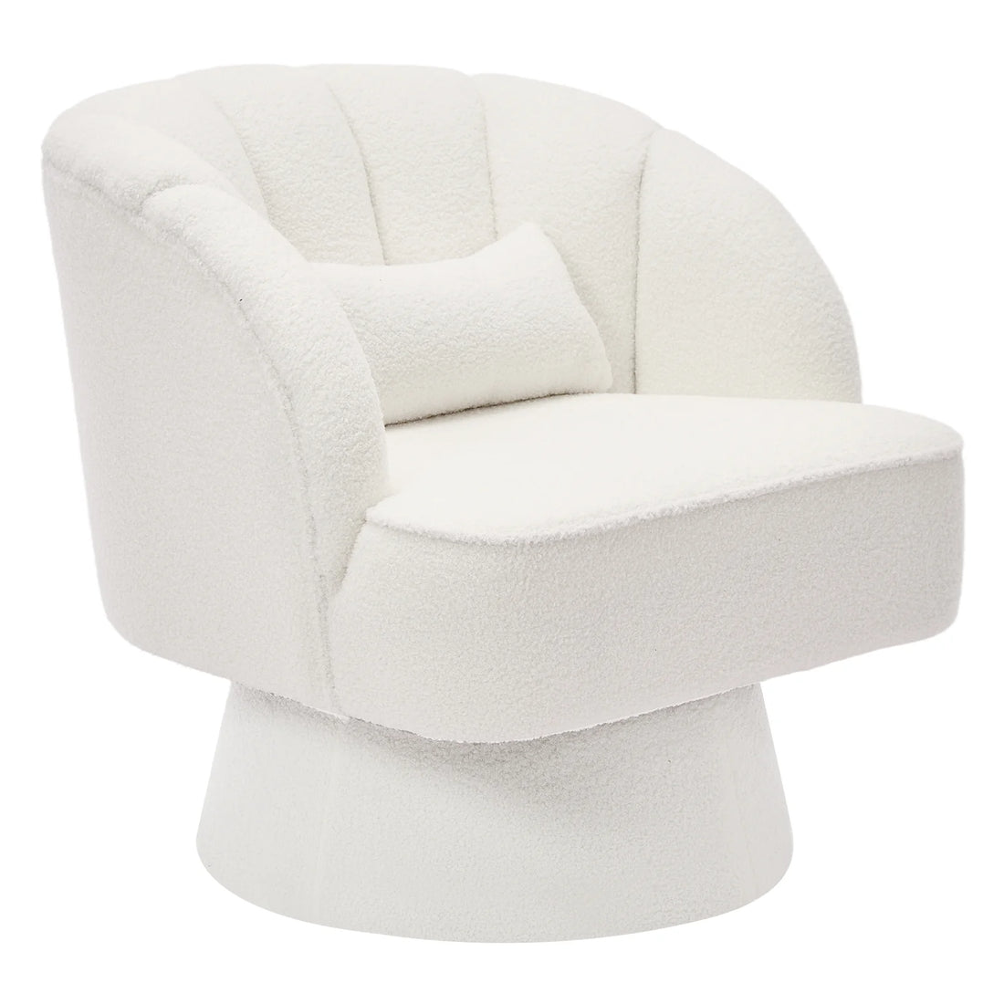 GARVEE Teddy-Drehsessel 360° Drehbar, Bequemer Polstersessel mit Holzrahmen für Wohnzimmer, Schlafzimmer & Leseecke, Beige