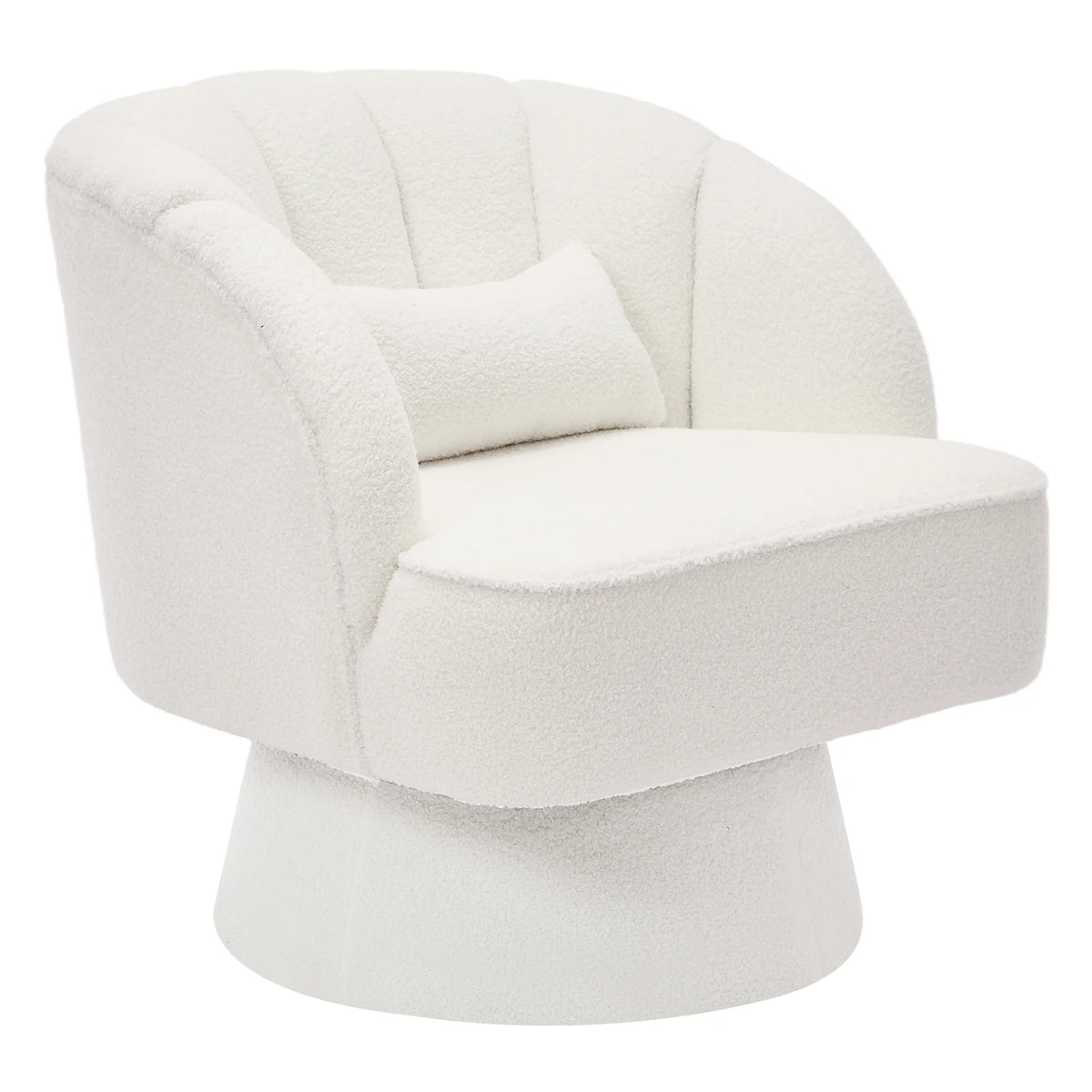GARVEE Teddy-Drehsessel 360° Drehbar, Bequemer Polstersessel mit Holzrahmen für Wohnzimmer, Schlafzimmer & Leseecke, Beige