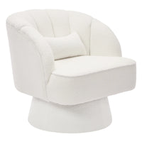 GARVEE Teddy-Drehsessel 360° Drehbar, Bequemer Polstersessel mit Holzrahmen für Wohnzimmer, Schlafzimmer & Leseecke, Beige