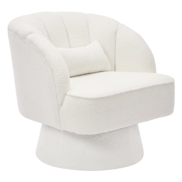 GARVEE Teddy-Drehsessel 360° Drehbar, Bequemer Polstersessel mit Holzrahmen für Wohnzimmer, Schlafzimmer & Leseecke, Beige