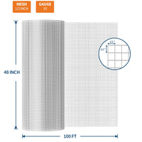 Garvee Drahtgeflecht 1.2×30 m, 1.27 cm Maschen, 19GA Verzinkt, Rostfrei für Garten & Geflügel