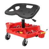 Garvee Mechaniker-Rollhocker Höhenverstellbar 50,8-63,5 cm, 136 kg Tragkraft, mit verriegelbaren Rollen für Werkstatt & Garage, Rot - Rot