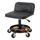 Garvee Rollhocker Werkstatt, Höhenverstellbar 46–56 cm, Mechanikerhocker mit Werkzeugablage, Ergonomischer Sitz & Feststellbaren Rollen für Garage und Werkstatt, Schwarz - Schwarz