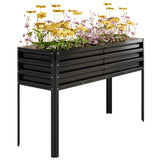 Garvee Galvanisierter Hochbeet Mit Beinen, Selbstbewässerung, Rostfreier Stahl, Modular, 50×17×32 Zoll, Schwarz, Für Garten & Terrasse - schwarz