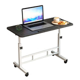 Garvee Höhenverstellbarer Beistelltisch mit Rollen, 80 × 40 cm Laptoptisch, 65–87 cm höhenverstellbar, neigbare Tischplatte, 4 feststellbare Rollen, bis 15 kg, Schwarz - Schwarz