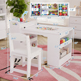 Garvee Kindermaltisch aus Sperrholz, Kinder Maltisch mit Papierrollenhalter, Zeichenpapier-Klemme und beidseitigem Stauraum, Bastel- und Aktivitätstisch fürs Kinderzimmer - Weiß