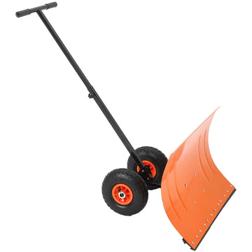 Garvee Schneeschieber 50 cm, Mit Rädern, 5 Fach Verstellbar, Rutschfest, Für Einfahrten & Gehwege