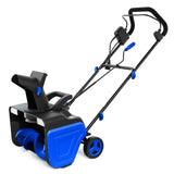 Leistungsstarke elektrische Schneefräse – 20 Zoll Arbeitsbreite, 2200W Motor, 12 Zoll Räumtiefe, 180° drehbarer Auswurf, 25ft Wurfweite, Dual LED-Lichter, Sicherheitsverriegelung, leiser Betrieb – ideal für Einfahrten & Gehwege – Farbe: Black + Blue
