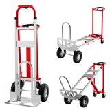 Garvee 3-in-1 Sackkarre & Transportwagen 360 kg Tragkraft, klappbare Schwerlast-Transportkarre mit Spanngurten für Lager, Büro und Umzug, Rot - Rot