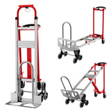 Garvee 3-in-1 Treppensackkarre 360 kg Tragkraft, klappbare Schwerlast-Sackkarre mit Treppensteiger & Spanngurten für Lager und Umzug, Rot - Rot
