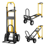 Garvee 3-in-1 Sackkarre & Transportwagen 360 kg Tragkraft, klappbare Schwerlast-Transportkarre mit Spanngurten für Lager, Büro und Umzug, Gelb - Gelb