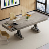 Garvee Esstisch 180 × 90 cm, für 6–8 Personen, mit 2 Schubladen, MDF, mit Stauraum, Grau